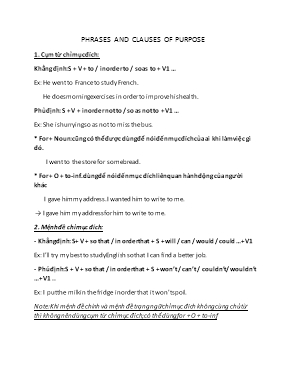 Phrases and clauses of purpose